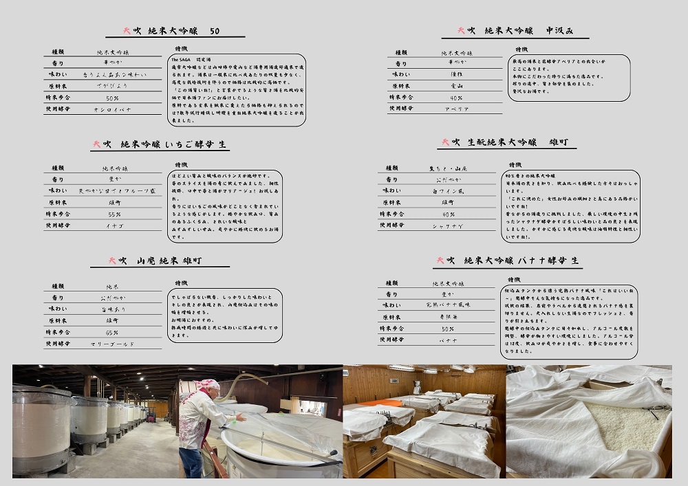 佐賀県みやき町のふるさと納税 CN035_みやき町の地酒「天吹」花酵母が醸す 大吟醸4品&純米と純吟