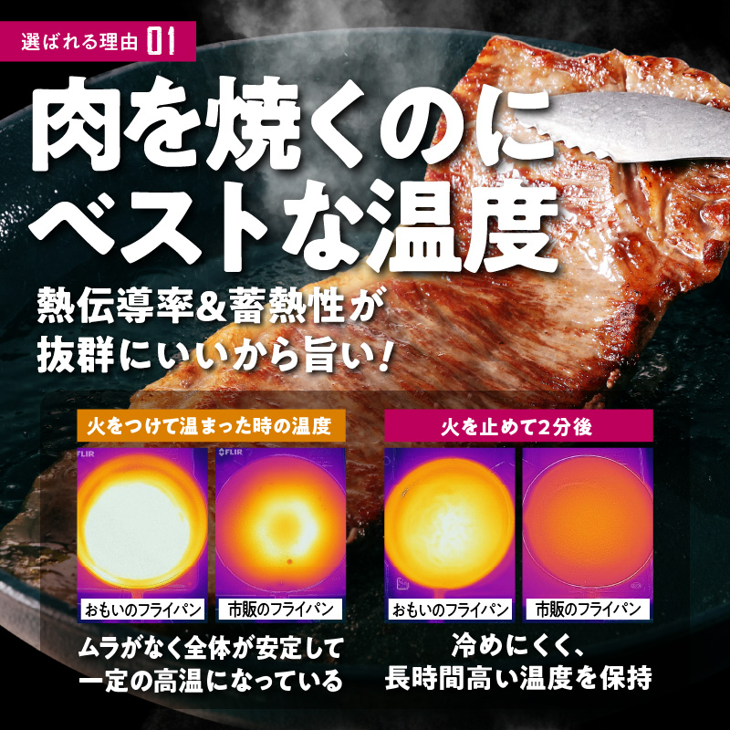 愛知県碧南市のふるさと納税 おもいのフライパン　20cm　目指したのは世界で一番お肉がおいしく焼けるフライパン　H051-172