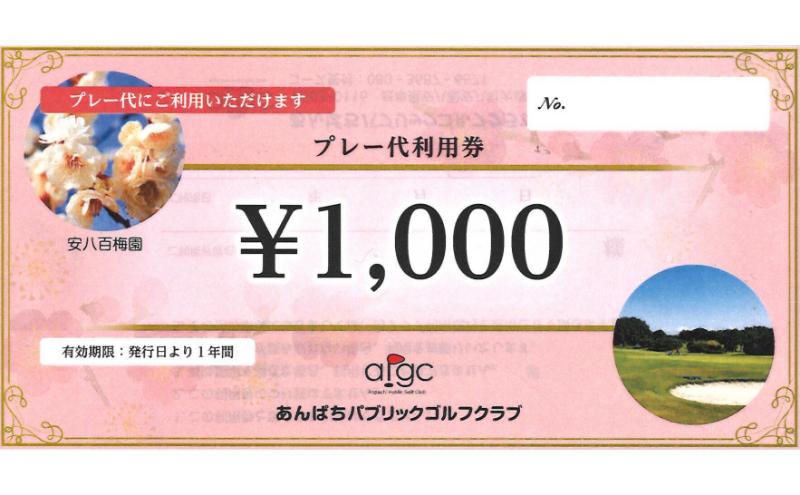 あんぱちパブリックゴルフクラブ利用券 3000円 チケット クーポン 利用 