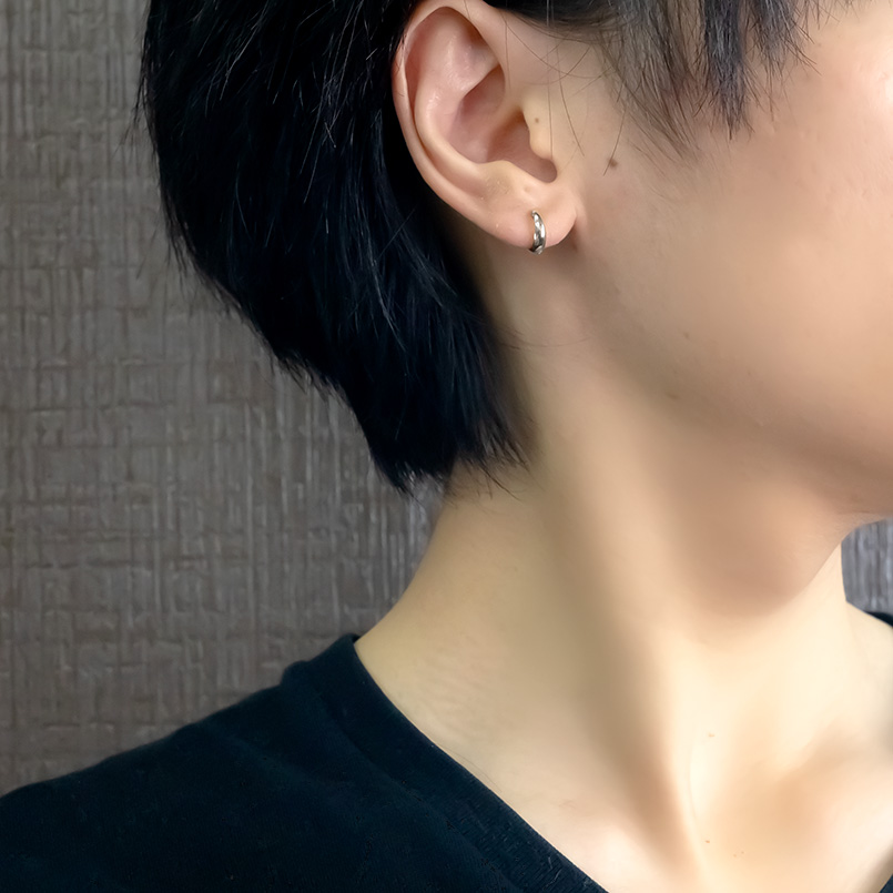 プラチナ フープ ピアス メンズ 片耳 フープピアス 小さめ pt900