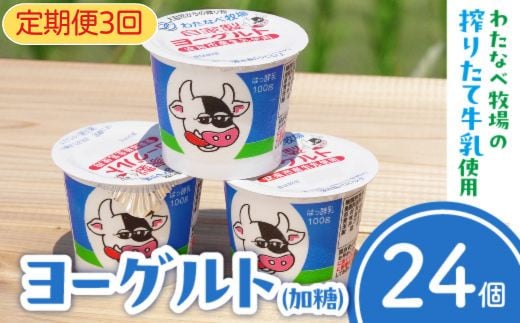 [定期便3回]わたなべ牧場のヨーグルトセット24個[ヨーグルト 加糖 生乳]