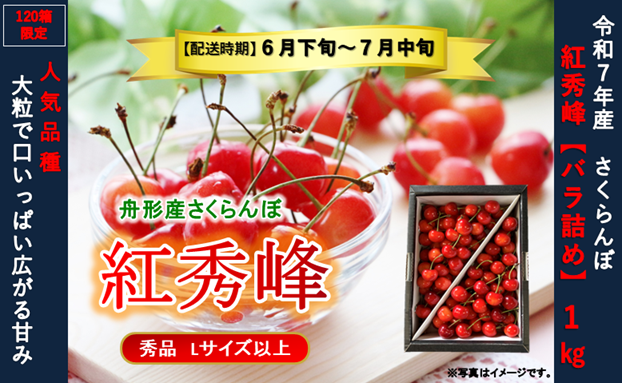 紅秀峰1kg バラ詰め Lサイズ以上 令和7年産