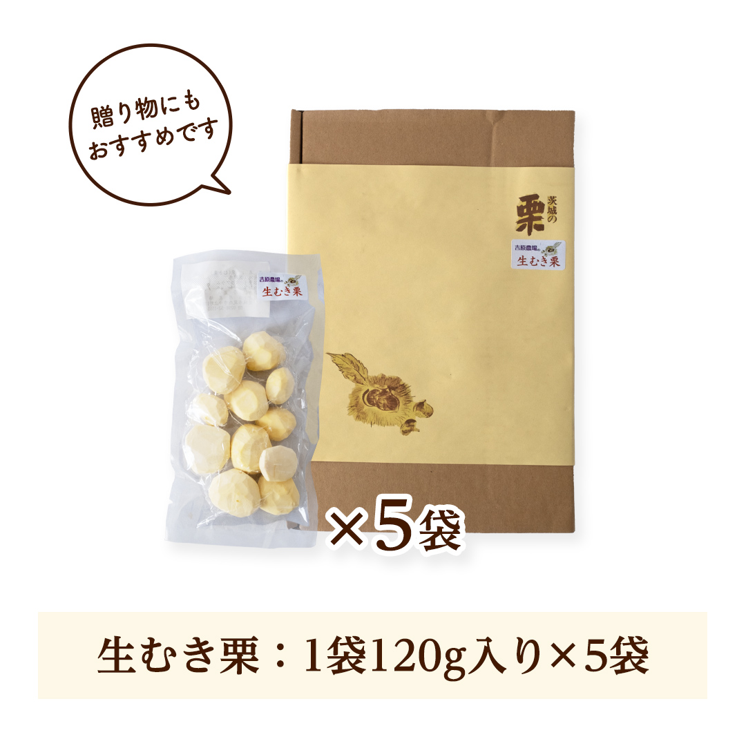 茨城県筑西市のふるさと納税 【 吉原農場 の 完熟栗 】 熟成 生むき栗 5袋 ( 120g × 5袋 ) 令和7年産 完熟 栗 くり クリ 栗ごはん 贈答 ギフト 果物 フルーツ 数量限定 旬 秋 冬 正月 おせち [CX003ci]