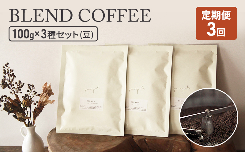 定期便 3ヶ月 コーヒー セット BLEND COFFEE 100g×3種セット (豆のまま) 珈琲 コーヒー豆 珈琲豆 3回 お楽しみ  珈琲山口|珈琲山口