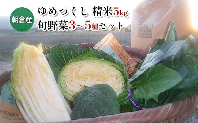 福岡県朝倉市のふるさと納税 米 5kg 季節野菜 セット 精米 ゆめつくし