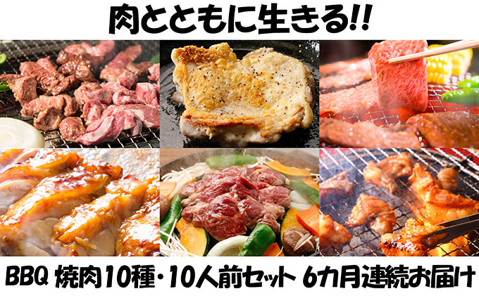 【6カ月連続】肉祭り開催！BBQセット　～焼肉10種　10人前コース～