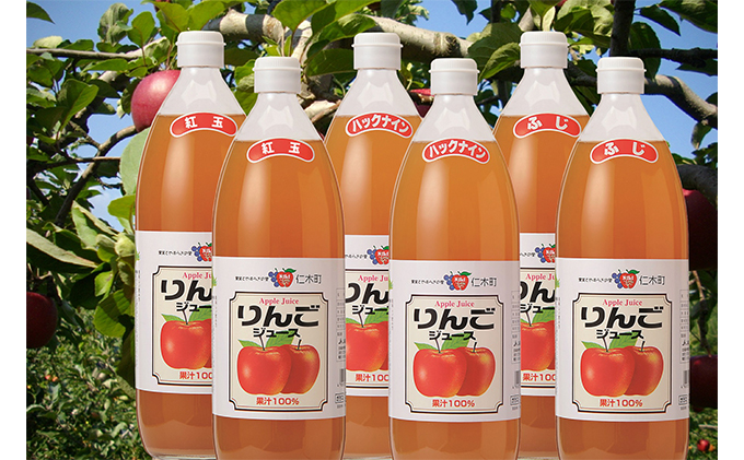 北海道仁木町のふるさと納税 北海道産りんごジュース3種（ふじ、ハックナイン、紅玉）：6本