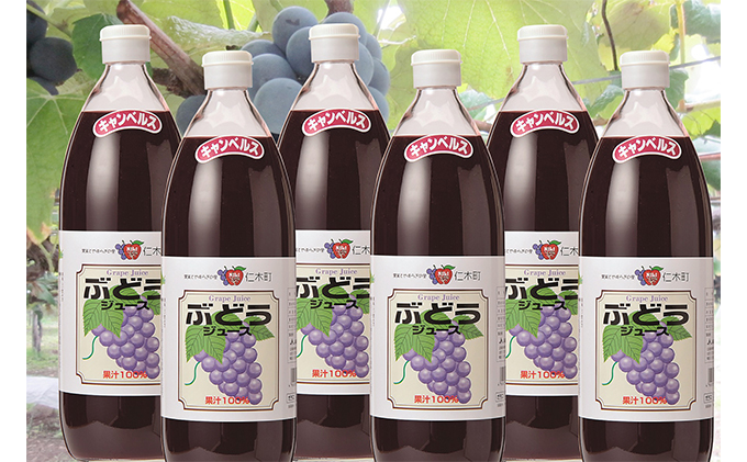 北海道仁木町のふるさと納税 北海道仁木産ぶどうジュース（品種：キャンベルス）：6本