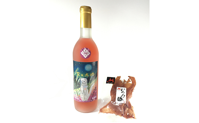 山口県萩市のふるさと納税 紫福産ピオーネのワイン＆萩むつみ豚のジャーキーのセット
