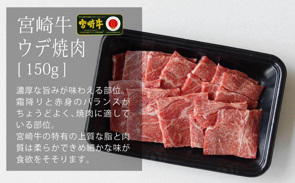 【宮崎牛】 焼肉 セット ウデ 150g バラ 150g モモ 150g 食べ比べ 合計450g [SHINGAKI 宮崎県 美郷町  31ag0071] 牛肉 カルビ 腕 もも BBQ バーベキュー キャンプ 真空 冷凍 内閣総理大臣賞受賞 宮崎県産 送料無料 詰め合わせ（宮崎県美郷町）  | ふるさと納税 