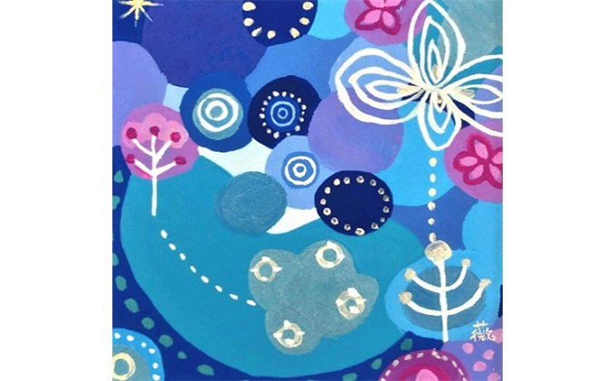 長野県小諸市のふるさと納税 ジークレー版画「flores azules」