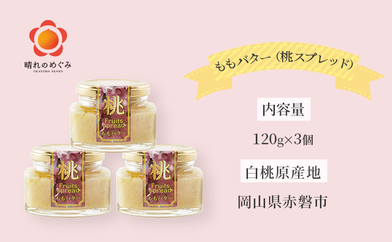 岡山県赤磐市のふるさと納税 ももバター（桃スプレッド）120g×3個