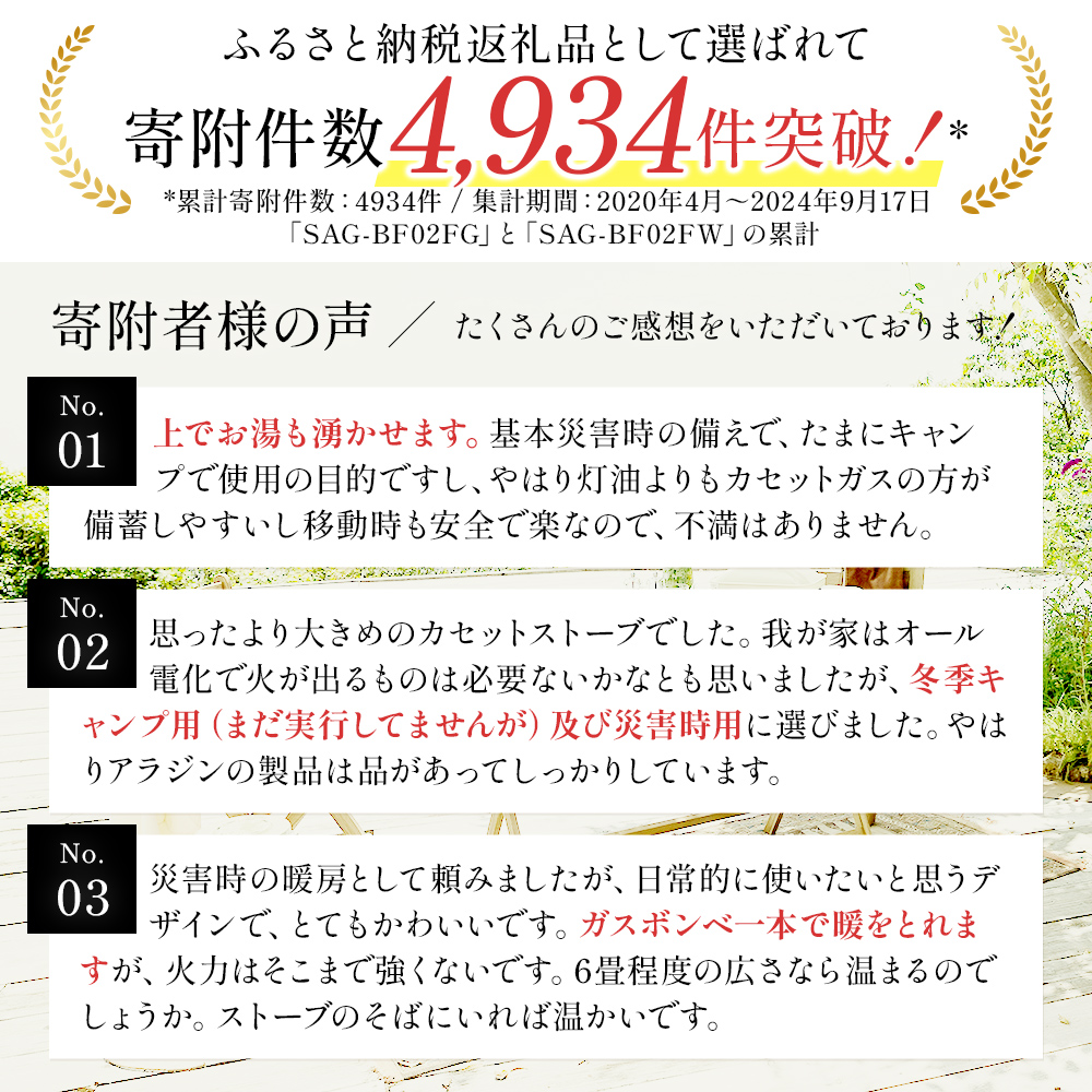 大人気新作 SAG-BF02F 輝く高品質な アラジンのポータブルガスストーブ