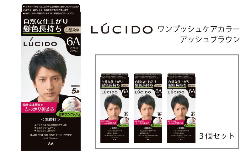 【兵庫県福崎町】マンダム ルシード ワンプッシュケアカラー アッシュブラウン 3個セット MA-15 LUCIDO 毛染め 白髪 カラーリング 男性化粧品