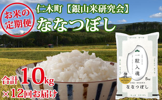 北海道仁木町のふるさと納税 12ヶ月連続お届け　銀山米研究会のお米＜ななつぼし＞10kg