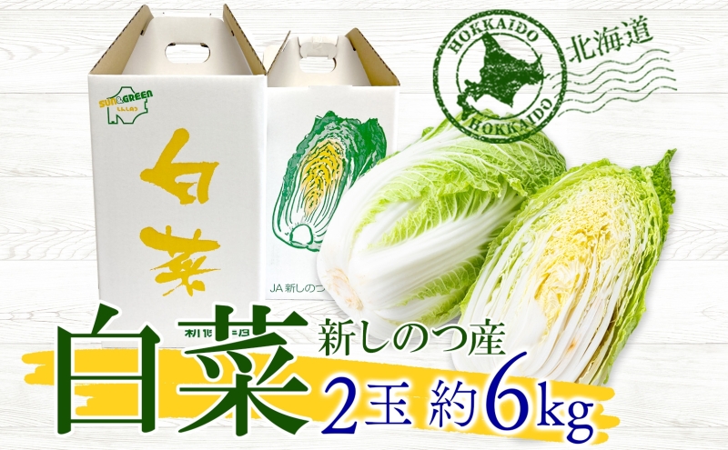 北海道 新しのつ産 白菜 2玉 約6kg ハクサイ 農作物 野菜 葉物野菜 葉物 冬野菜 旬 国産 北海道産 生 甘い ヘルシー 漬物 鍋 鍋料理  煮込み料理 キムチ シャキシャキ 産地直送 お取り寄せ 産直 冷蔵 送料無料|新篠津村農業協同組合