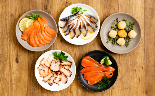 北海道紋別市のふるさと納税 10-299 新・5種の魚介スモークセット(無添加)