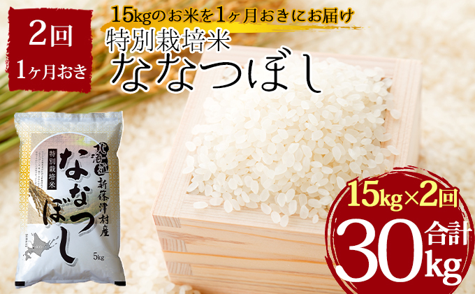 特別栽培米ななつぼし計30kg 15kg 1ヶ月おきに2回発送 北海道新篠津村 セゾンのふるさと納税