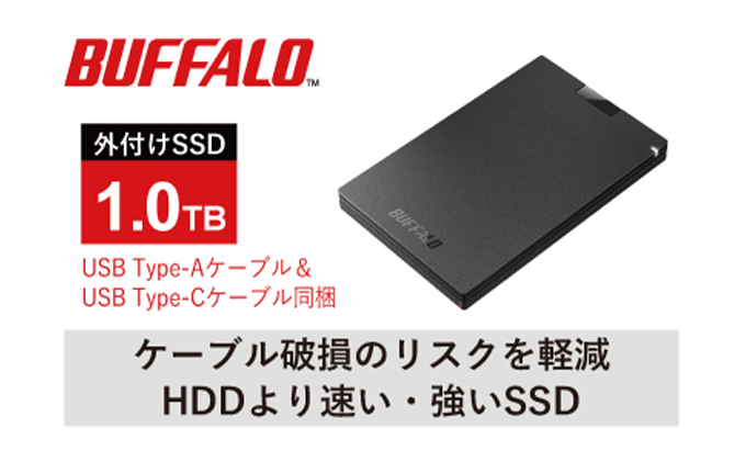 愛知県日進市のふるさと納税 BUFFALO バッファロー ポータブル SSD 1.0TB TypeA & TypeC USB 電化製品 家電 パソコン PC周辺機器 パソコン周辺機器
