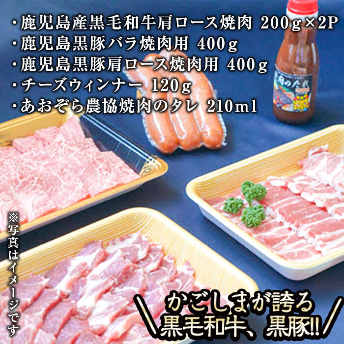 鹿児島県志布志市　鹿児島黒毛和牛・黒豚】お家でいただく極上焼肉セット　b5-174　セゾンのふるさと納税