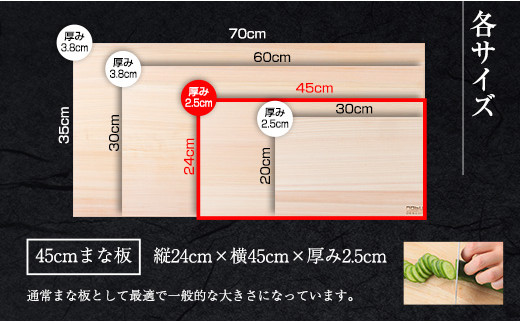 宮崎県日南市のふるさと納税 桧（ヒノキ）のまな板(45cm) CC34-23