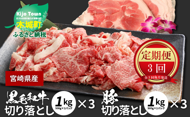 牛肉 豚肉切り落としセット 3か月定期便 K16 T004 宮崎県木城町 セゾンのふるさと納税