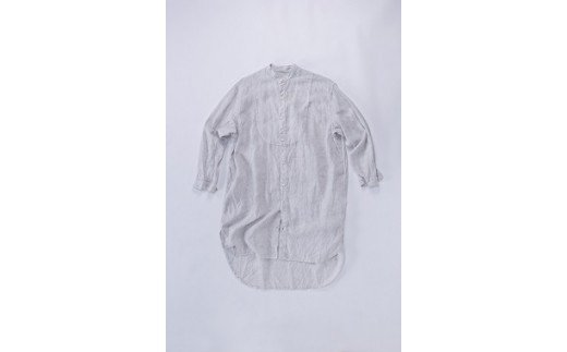 ふるさと納税 服 福岡県 大木町 手染めリネン切替BIGシャツ LIGHT GRAY（薄墨染）　AO063 手染めリネン切替BIGシャツ LIGHT GRAY（薄墨染） AO063 - 福岡