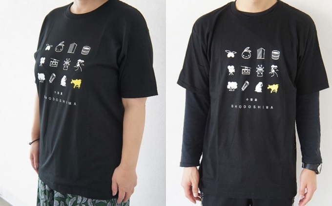 小豆島をぎゅっとつめこんだ限定tシャツ 黒 香川県土庄町 セゾンのふるさと納税