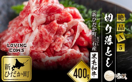 【北海道新ひだか町】北海道産 黒毛和牛 こぶ黒 A5 肩 バラ 切り落とし 400g <LC>