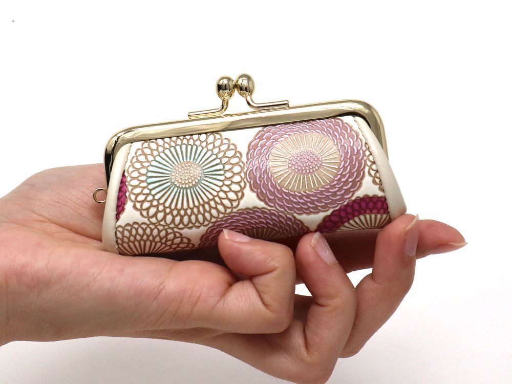 がま口(文庫屋「大関」 )革製　笠菊(桃花) 文庫屋大関】印鑑ケース 笠菊＜桃花＞【皮革工芸品】 ファッション小物