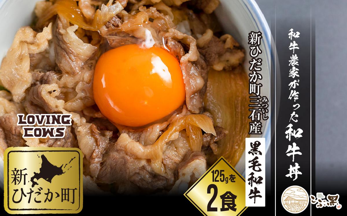 【北海道新ひだか町】北海道産 黒毛和牛 こぶ黒 A5 和牛農家が作った 和牛丼 計 2食 <LC>