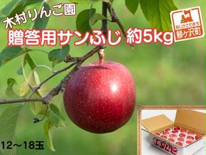 りんご 青森 サンふじ リンゴ 約 5kg (12～18玉) 青森県 鰺ヶ沢町産 木村りんご園 フルーツ 果物 果物類 白神山地 林檎 サンフジ ふじ 2024