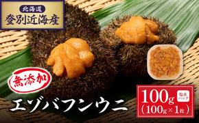 北海道 登別近海産　無添加　極上エゾバフンウニ塩水パック100g ※2025年6月よりお届け