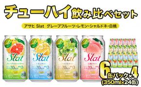 Slat ４種 各６缶 アサヒ すらっと (グレープフルーツ レモン シャルドネ 白桃)【チューハイ セット】 【 飲み比べ セット】【 350ml 計24缶】【1ケース】【 茨城県 守谷市】