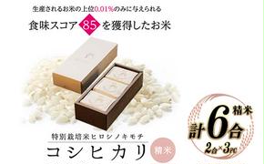 特別栽培米 コシヒカリ ヒロシノキモチ 精米 2合×3PC 陽咲玲 米 お米 コメ 白米 ご飯 ごはん 富山県産 富山県 立山町 F6T-528