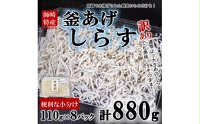 訳あり 釜揚げ しらす 880g ( 110g × 8パック ) 小分け 減塩 無添加 無着色 冷凍 ご飯 ごはん 新鮮 丼 料理 シラス 国産 カネ成 愛知県 南知多町 人気 おすすめ