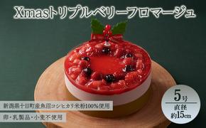 Xmasトリプルベリーフロマージュ 5号 直径約15cm アレルギー対応 特定原材料不使用 クリスマスケーキ フロマージュ ホール ケーキ 洋菓子 スイーツ 新潟県 十日町すこやかファクトリー