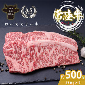 最高級A4.A5ランク 常陸牛ロースステーキ500ｇ（250ｇ×2）【人気肉 お肉 牛肉 和牛 黒毛和牛 国産黒毛和牛 ロース肉 ステーキ 国産牛 焼肉 焼き肉 バーベキュー BBQ A5 ブランド牛】(CR001)