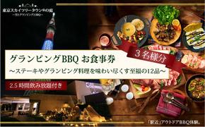 手ぶらでBBQプラン【有効期間1年】ステーキやグランピング料理を味わい尽くす至福の12品＋2.5時間飲み放題 東京スカイツリータウン(R)の庭 3名様 利用券 お食事券【マッキンリープラン】