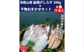 ZB6084n_和歌山産 釜揚げしらす 300g ＆ 干物詰め合わせセット 4種10品入り【無添加・無着色】