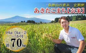 新米 米 お米 【定期便】10kg×7ヶ月 鳥海山の恵み 農家直送！ あきたこまち（玄米・5kg×2袋）