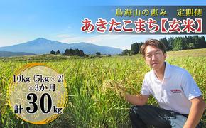 新米 米 お米 【定期便】10kg×3ヶ月 鳥海山の恵み 農家直送！ あきたこまち（玄米・5kg×2袋）