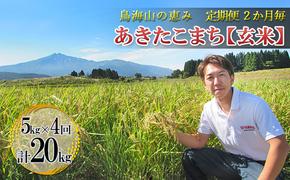 新米 米 お米 【定期便】2ヶ月ごとに5kg×4回 鳥海山の恵み 農家直送！ あきたこまち（玄米・隔月）