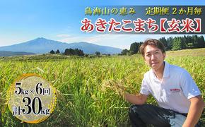 新米 米 お米 【定期便】2ヶ月ごとに5kg×6回 鳥海山の恵み 農家直送！ あきたこまち（玄米・隔月）