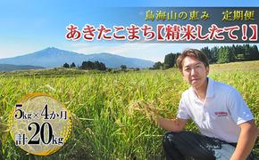 新米 米 お米 【定期便】5kg×4ヶ月 鳥海山の恵み 農家直送！ あきたこまち［精米 したて！］