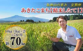 新米 米 お米 【定期便】10kg（5kg×2袋）×7ヶ月 鳥海山の恵み 農家直送！ あきたこまち［精米 したて！］