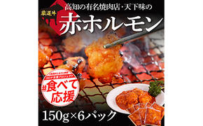 TKA003　赤ホルモン 天下味オリジナル本格コチュジャンダレ漬け（150g×６パック） 高知市共通返礼品 人気 牛肉 お肉 小腸 焼き肉 タレ 焼肉 BBQ バーベキュー 冷凍 小分け おつまみ どんぶり お手軽 食べて応援