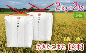 新米 米 お米 秋田県産 あきたこまち 玄米 4kg（2kg×2袋）神宿る里の米「ひの米」（お米 小分け）