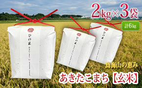 新米 米 お米 秋田県産 あきたこまち 玄米 6kg（2kg×3袋）神宿る里の米「ひの米」（お米 小分け）