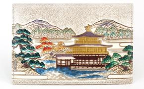 【文庫屋大関】パーソナルホルダー　浮世絵　金閣寺【皮革工芸品】